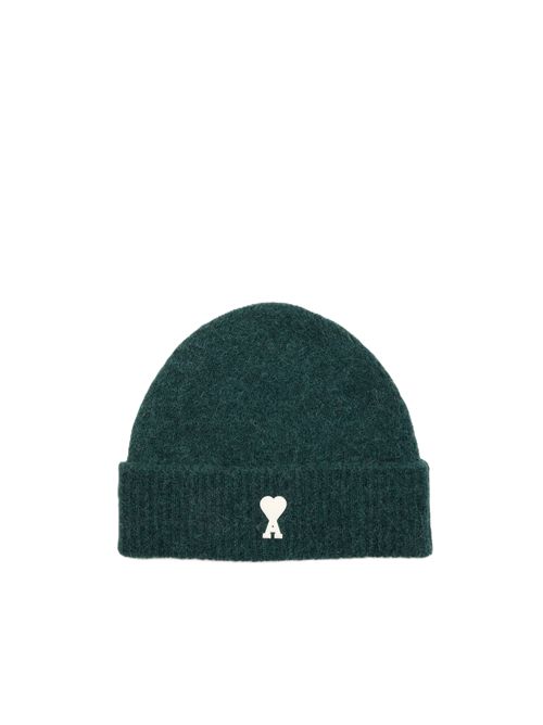 AMI ParisAMI DE COEUR BEANIE Ami Paris | UBO005.KN0135A279VERTBOUTEILLE/ECRU